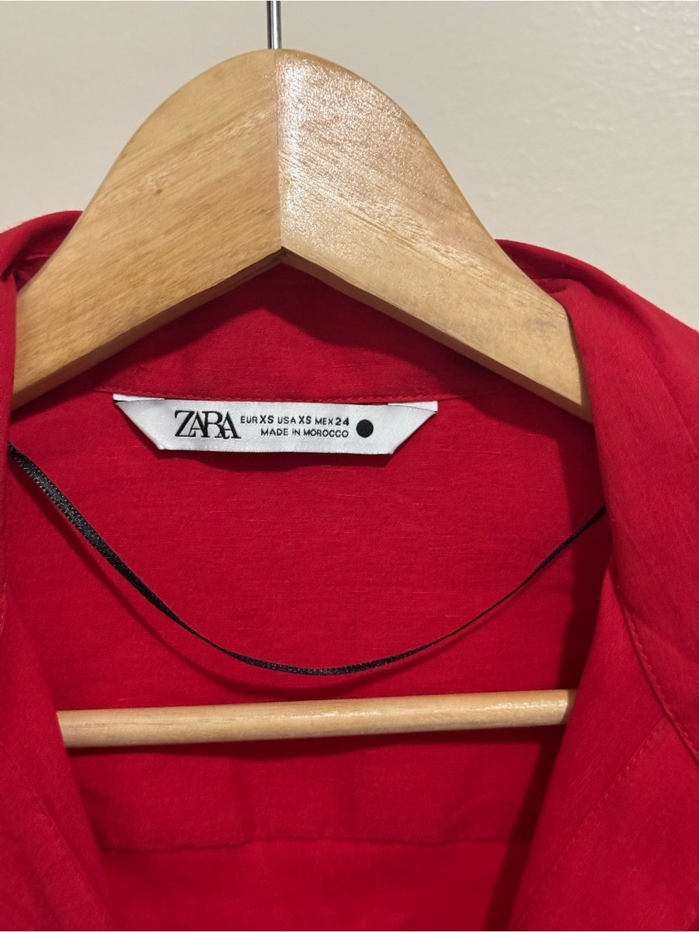 Zara Red Ruched V-Neck Long-Sleeve Mini Dress - Picture 5 of 5